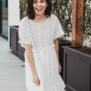 Charming White Polka Dot Dress